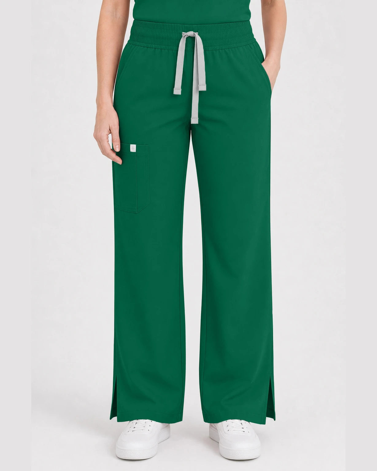 Hunter Green Eipnare Women's Henley Sleeveless Straight-Leg Scrub Set - Stretch Medical Scrubs for Women
