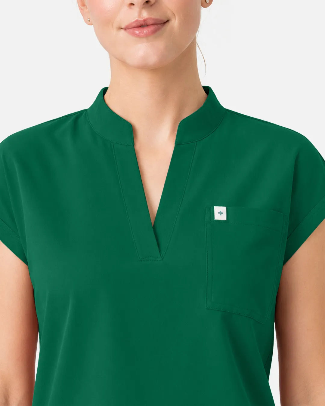 Hunter Green Eipnare Women's Henley Sleeveless Straight-Leg Scrub Set - Stretch Medical Scrubs for Women