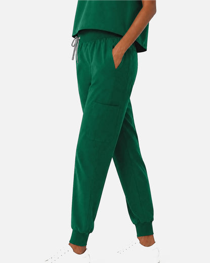 Hunter Green – Eipnare Women's Sleeveless Mandarin Collar Jogger Uniform Set – product image 05