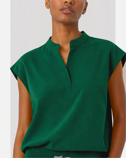 Hunter Green – Eipnare Women's Sleeveless Mandarin Collar Jogger Uniform Set – product image 08