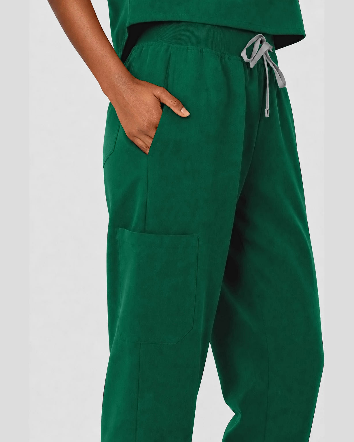 Hunter Green Eipnare Women's Sleeveless Mandarin Collar Jogger Scrub Set - Stretch Medical Scrubs for Women