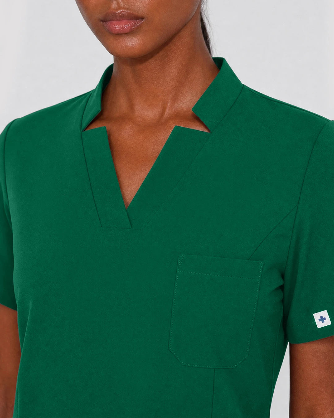 Hunter Green Eipnare Women's Split V-Neck Cargo Jogger Scrub Set - Stretch Medical Scrubs for Women