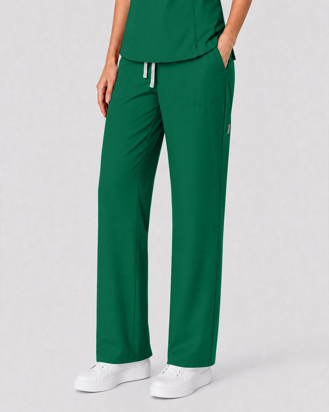 Hunter Green Eipnare Women's Split V-Neck Tapered Scrub Set - Stretch Medical Scrubs for Women