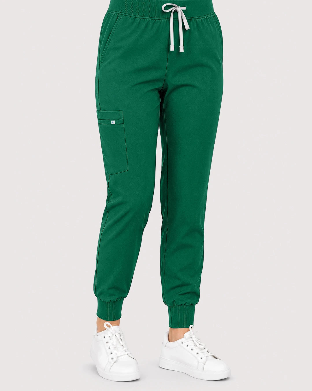 Hunter Green Eipnare Women's Knit V-Neck Jogger Scrub Set - Stretch Medical Scrubs for Women