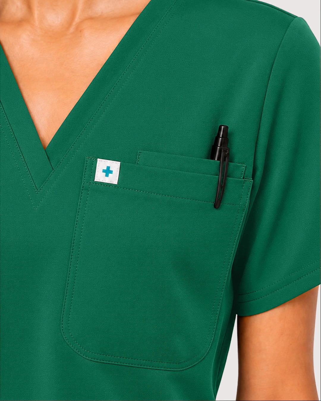 Hunter Green Eipnare Women's Knit V-Neck Jogger Scrub Set - Stretch Medical Scrubs for Women