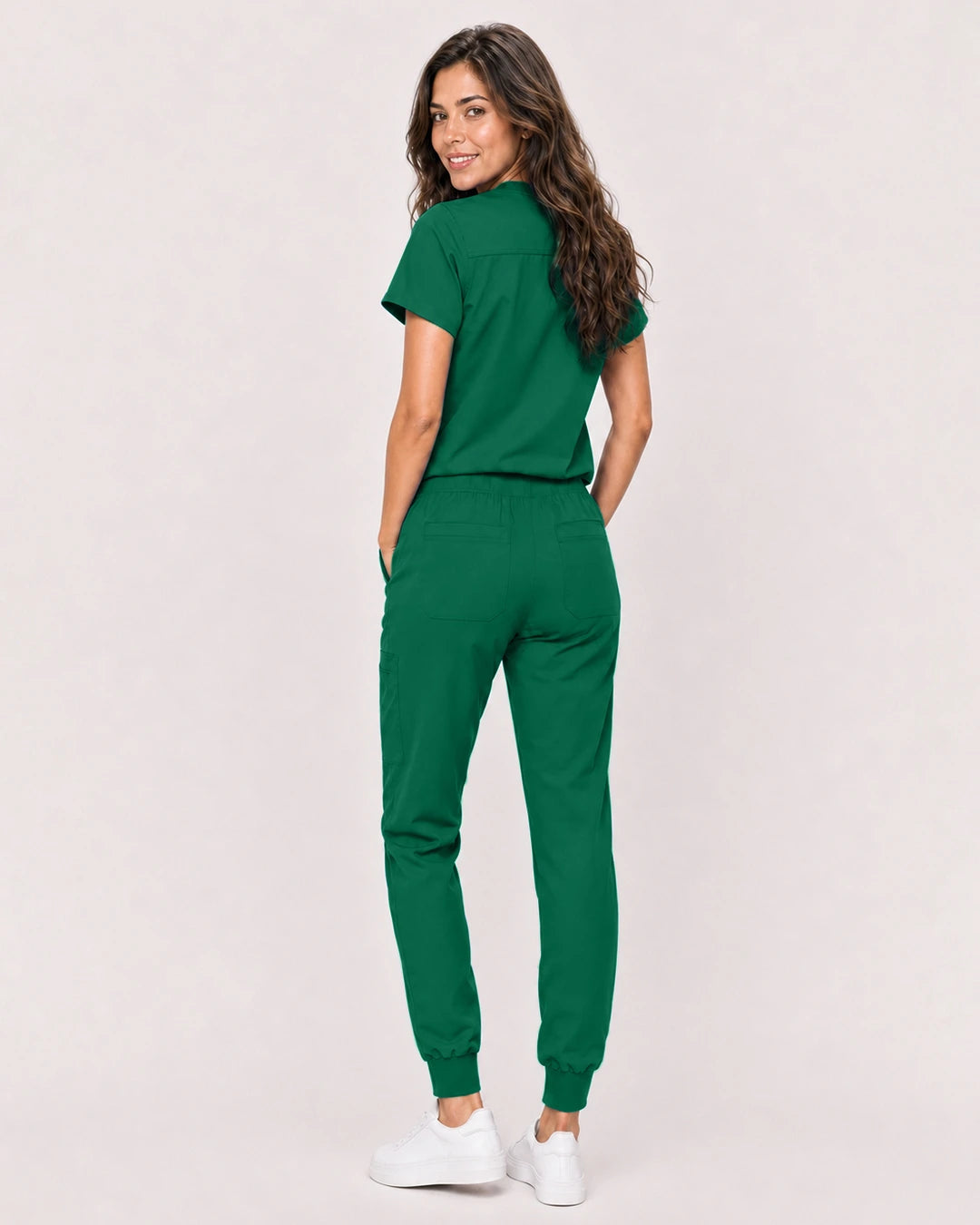 Hunter Green Eipnare Women's Classic V-Neck Jogger Scrub Set - Stretch Medical Scrubs for Women