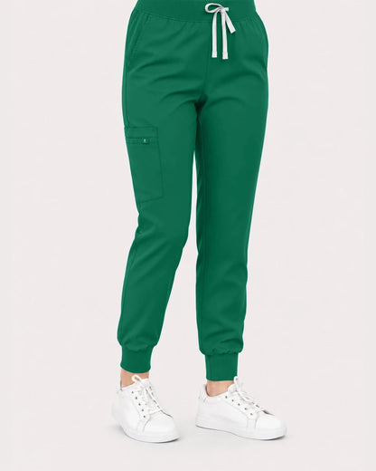 Hunter Green Eipnare Women's Classic V-Neck Jogger Scrub Set - Stretch Medical Scrubs for Women