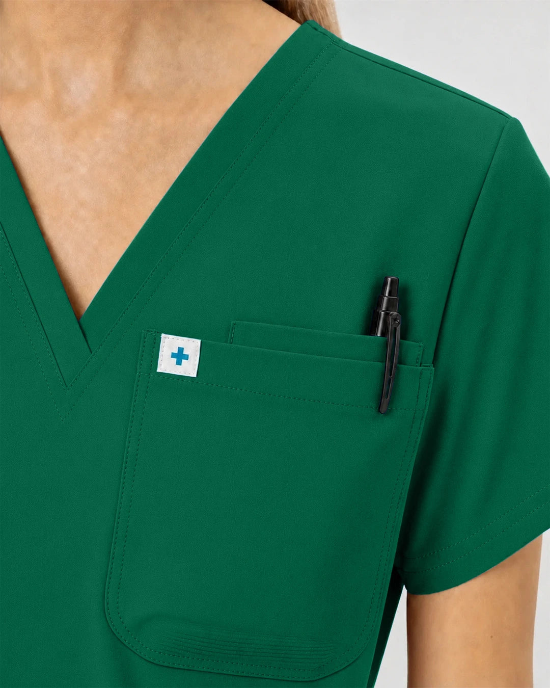Hunter Green Eipnare Women's Classic V-Neck Jogger Scrub Set - Stretch Medical Scrubs for Women