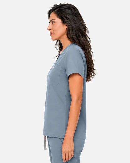 Light blue Eipnare Women's Classic V-Neck Scrub Top - Stretch Medical Scrubs for Women