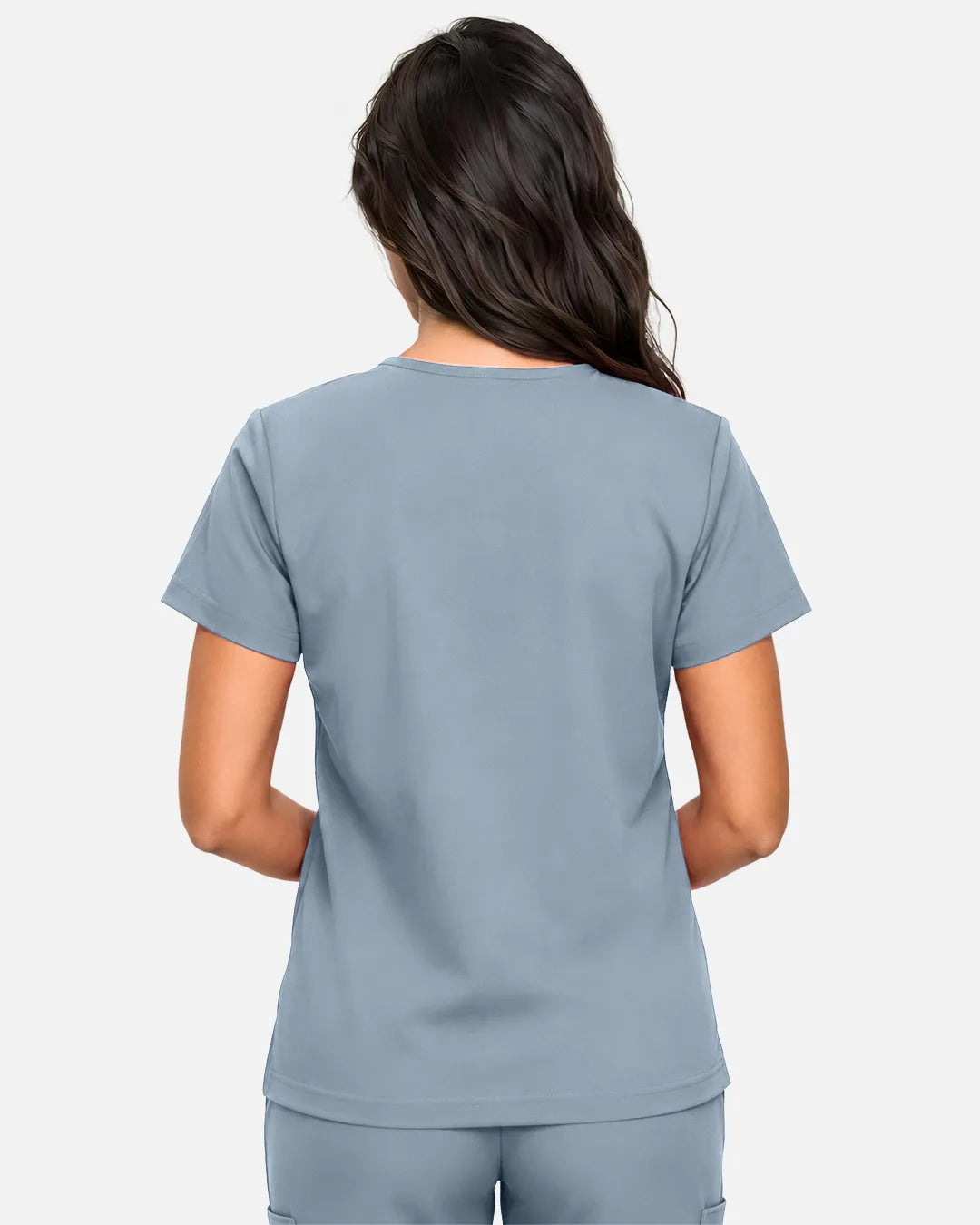 Light blue Eipnare Women's Classic V-Neck Scrub Top - Stretch Medical Scrubs for Women