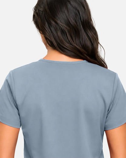 Light blue Eipnare Women's Classic V-Neck Scrub Top - Stretch Medical Scrubs for Women