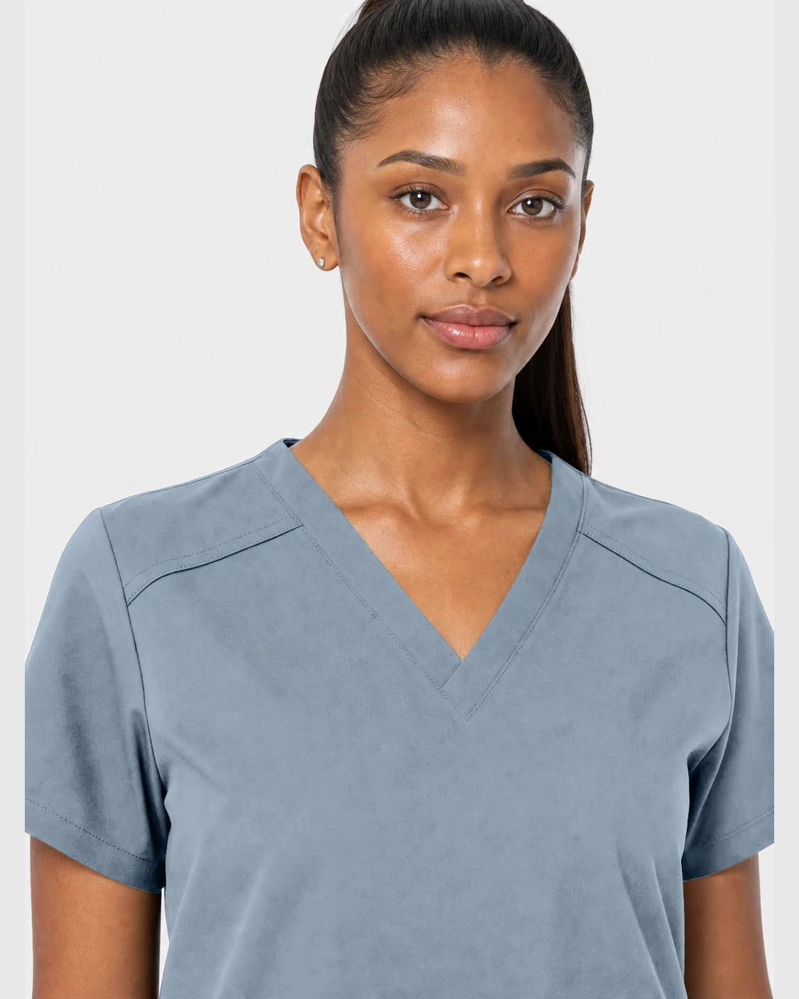 Light Blue Eipnare Women's 15-Pocket V-Neck Jogger Scrub Set - Stretch Medical Scrubs for Women