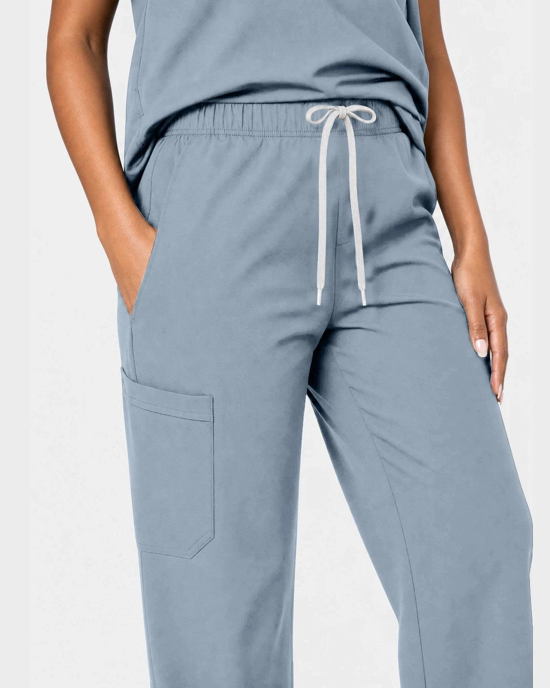 Light Blue Eipnare Women's 15-Pocket V-Neck Jogger Scrub Set - Stretch Medical Scrubs for Women