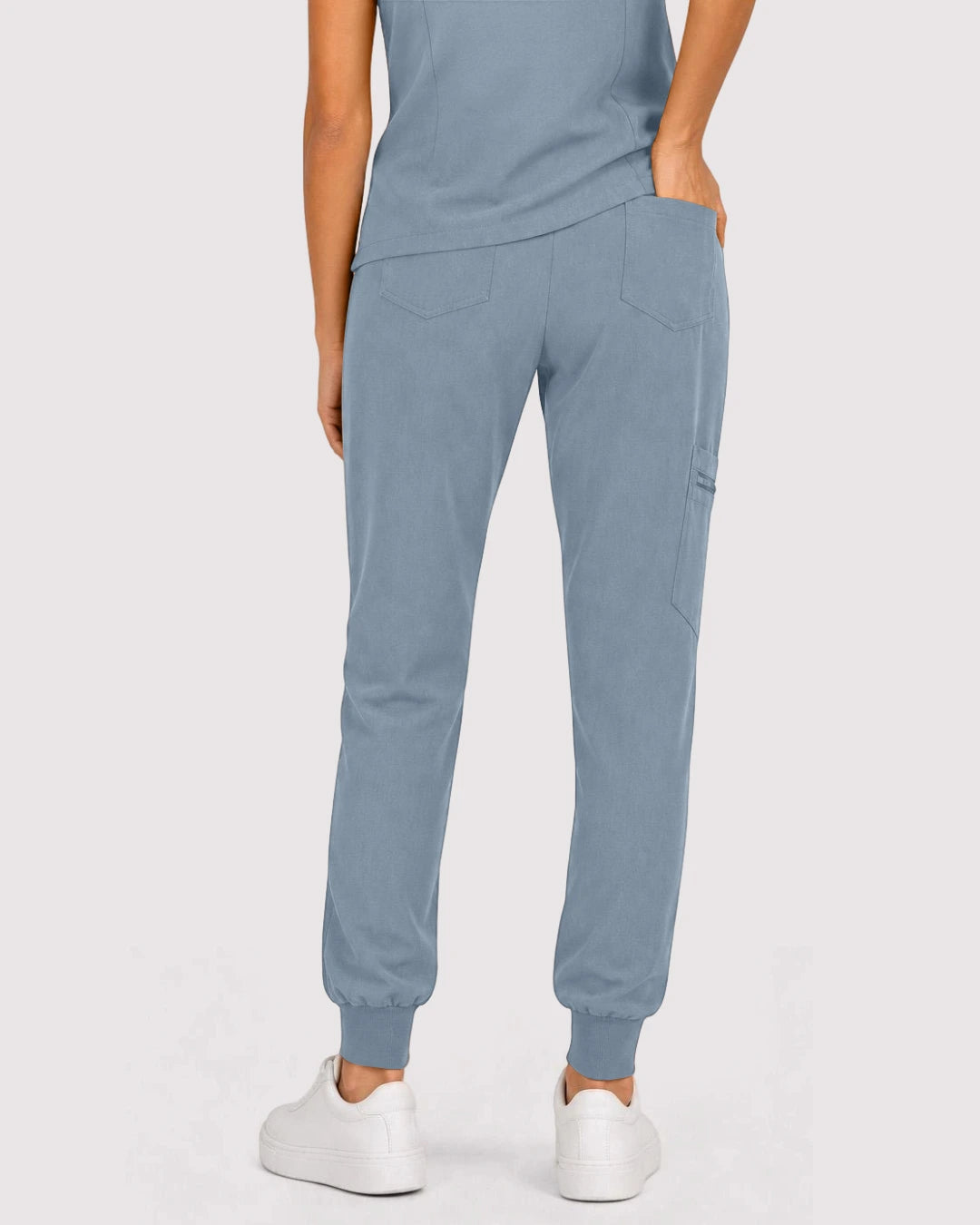 Light Blue Eipnare Women's 3-Pocket V-Neck Jogger Scrub Set - Stretch Medical Scrubs for Women