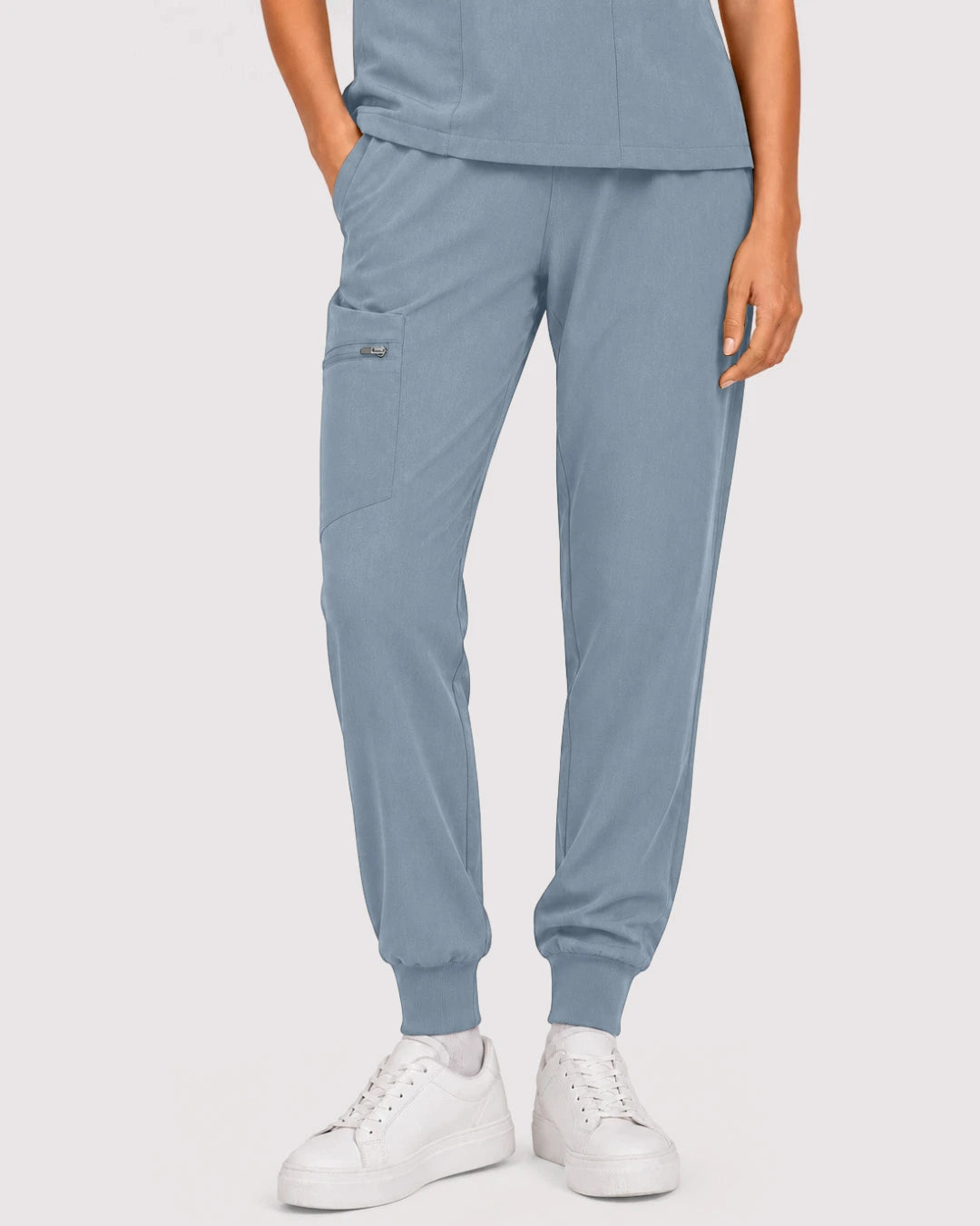 Light Blue Eipnare Women's 3-Pocket V-Neck Jogger Scrub Set - Stretch Medical Scrubs for Women