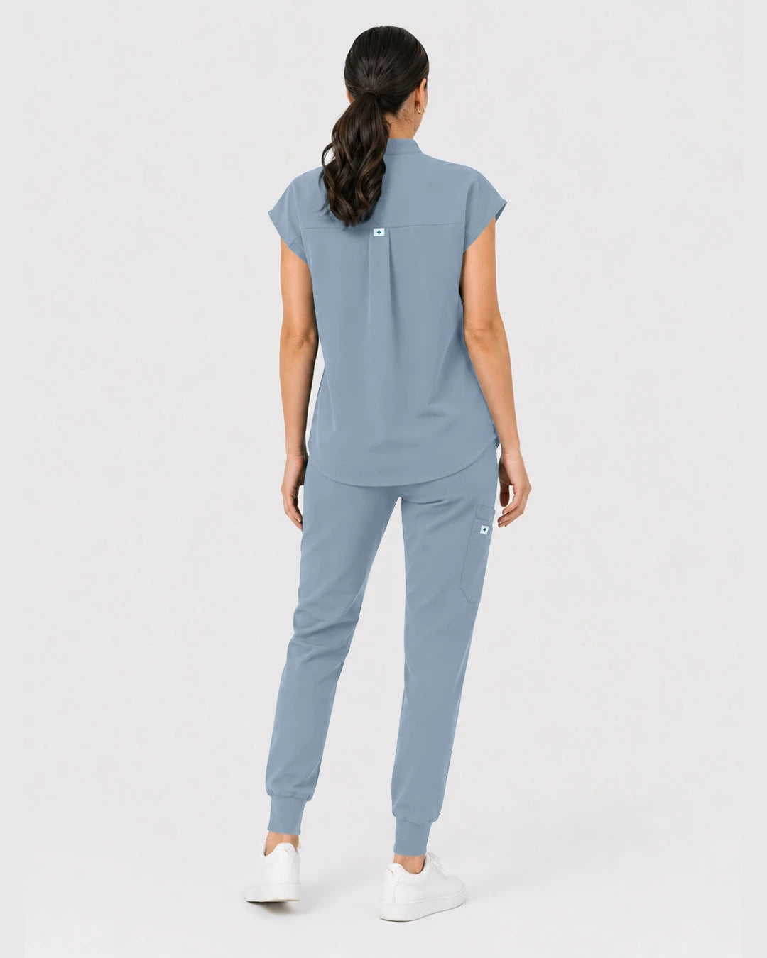 Light Blue Eipnare Women's Henley Sleeveless Jogger Scrub Set - Stretch Medical Scrubs for Women
