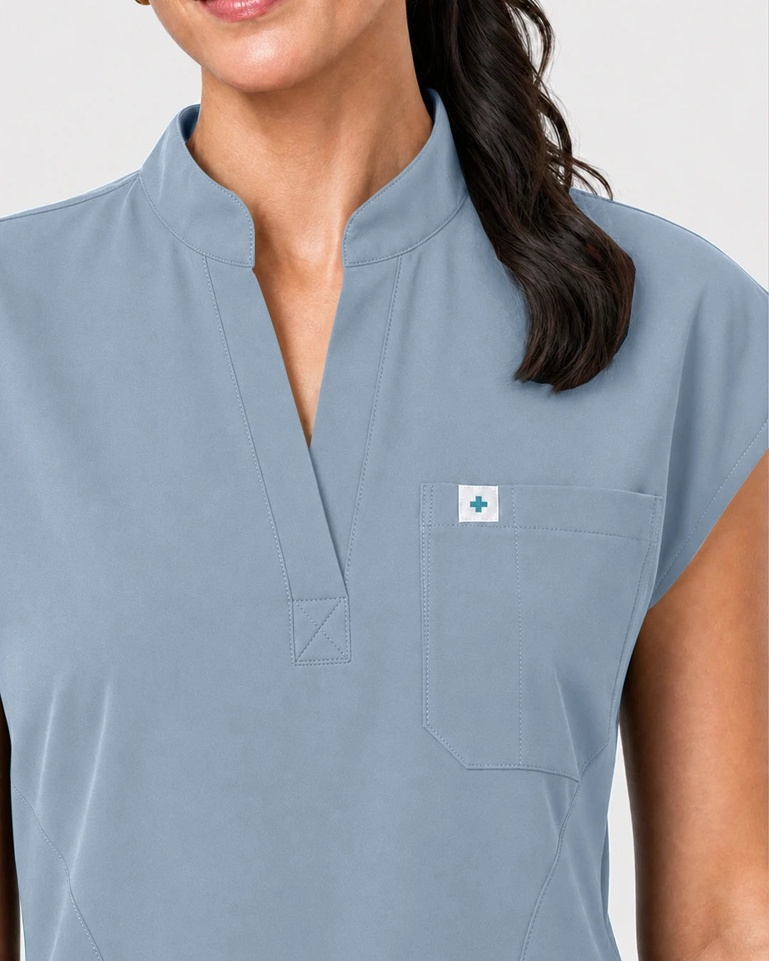 Light Blue Eipnare Women's Henley Sleeveless Jogger Scrub Set - Stretch Medical Scrubs for Women