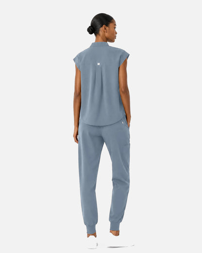 Light Blue – Eipnare Women's Sleeveless Mandarin Collar Jogger Uniform Set – product image 03