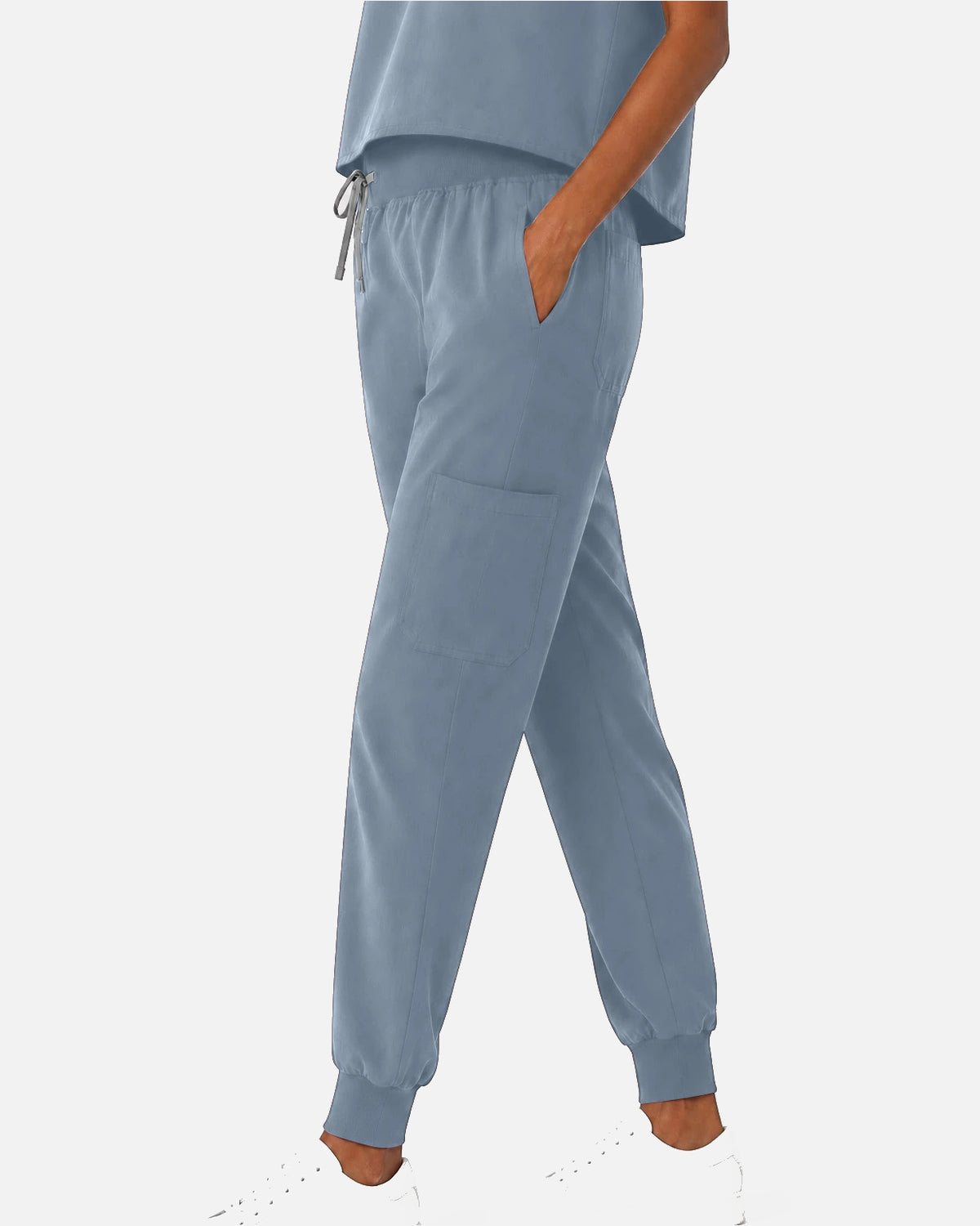 Light Blue – Eipnare Women's Sleeveless Mandarin Collar Jogger Uniform Set – product image 05