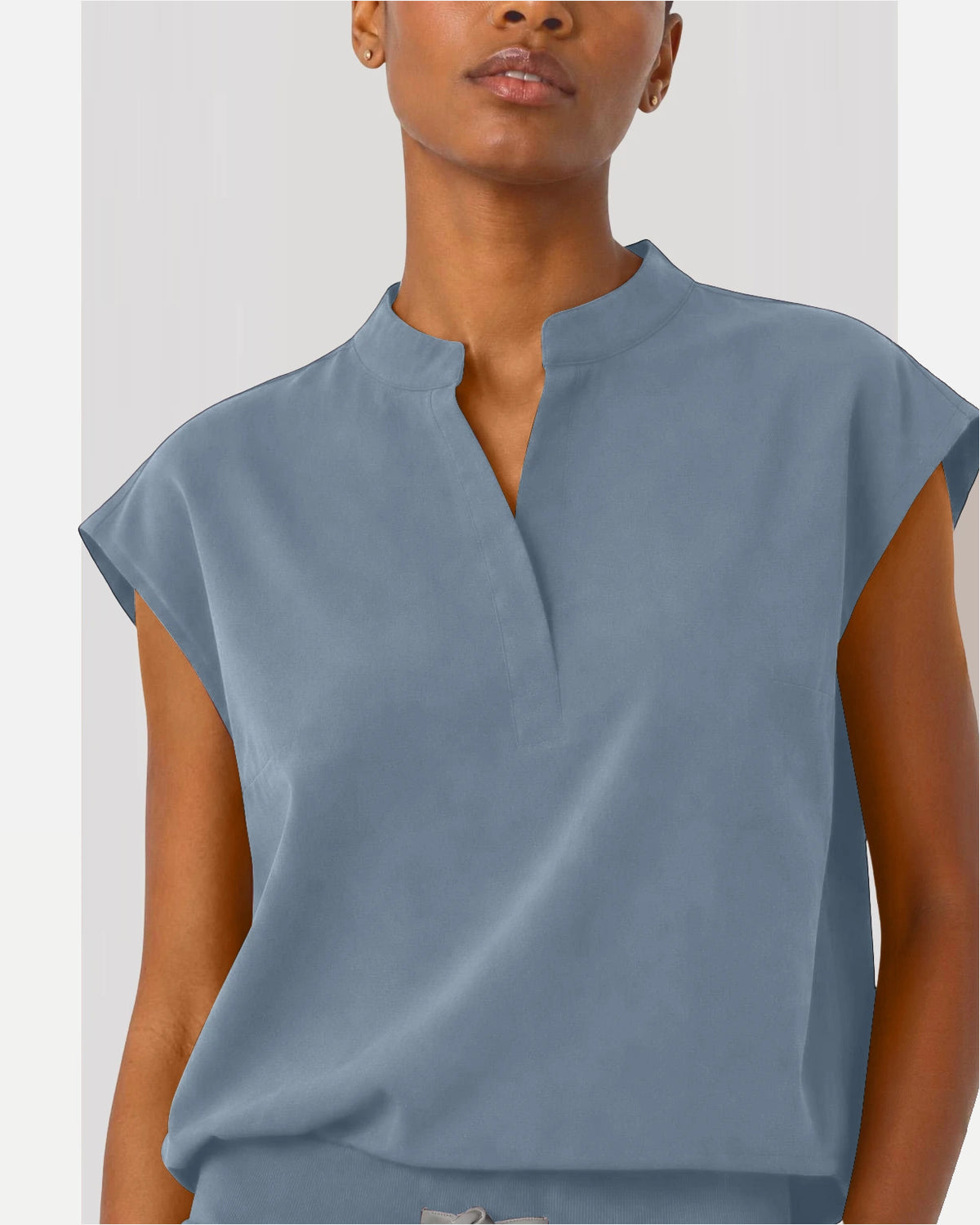 Light Blue – Eipnare Women's Sleeveless Mandarin Collar Jogger Uniform Set – product image 08