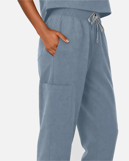 Light Blue – Eipnare Women's Sleeveless Mandarin Collar Jogger Uniform Set – product image 09