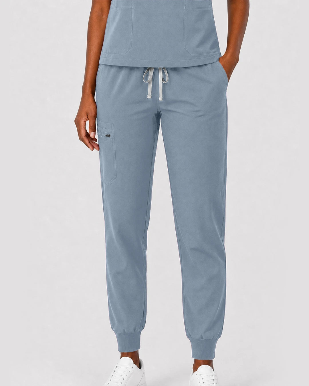 Light Blue Eipnare Women's Split V-Neck Cargo Jogger Scrub Set - Stretch Medical Scrubs for Women
