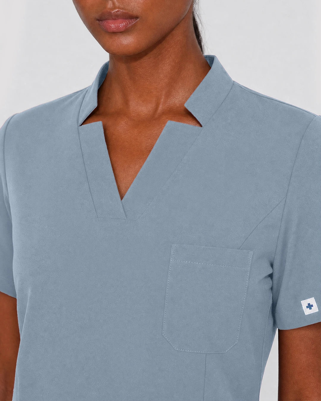 Light Blue Eipnare Women's Split V-Neck Cargo Jogger Scrub Set - Stretch Medical Scrubs for Women