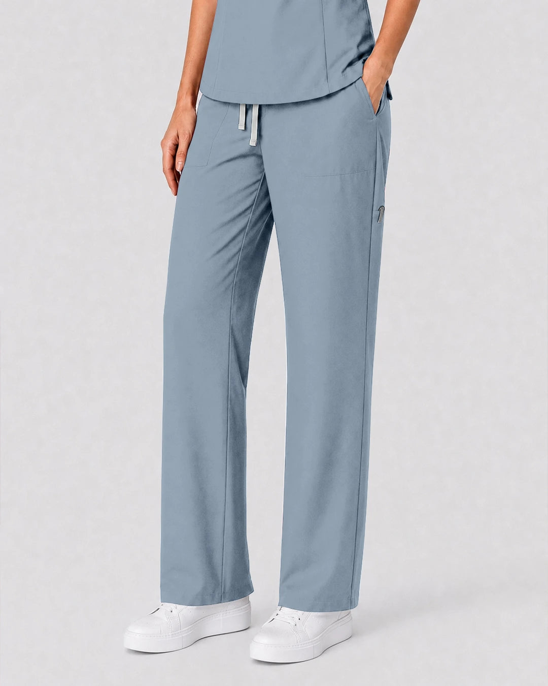 Light Blue Eipnare Women's Split V-Neck Tapered Scrub Set - Stretch Medical Scrubs for Women