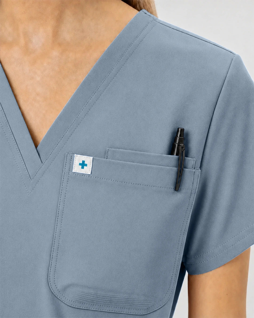 Light Blue Eipnare Women's Classic V-Neck Jogger Scrub Set - Stretch Medical Scrubs for Women