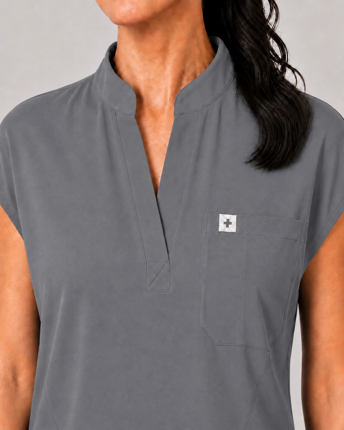 Light Grey Eipnare Women's 8-Pocket V-Neck Jogger Scrub Set - Stretch Medical Scrubs for Women