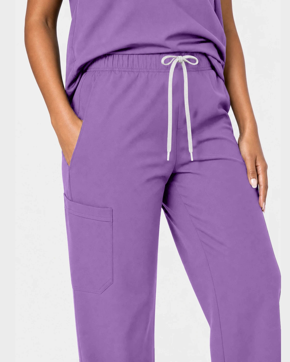 Light Purple Eipnare Women's 15-Pocket V-Neck Jogger Scrub Set - Stretch Medical Scrubs for Women