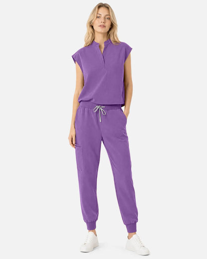 Light purple Eipnare Women's Tapered Jogger Scrub Pants - Stretch Medical Scrubs for Women