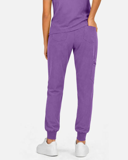 Light purple Eipnare Women's Multi-Pocket Jogger Scrub Pants - Stretch Medical Scrubs for Women
