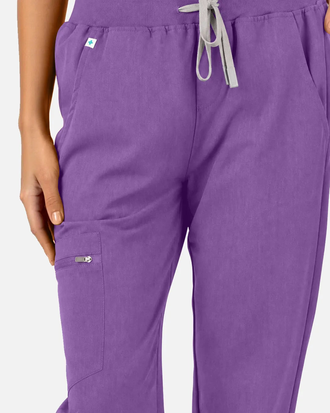 Light purple Eipnare Women's Multi-Pocket Jogger Scrub Pants - Stretch Medical Scrubs for Women