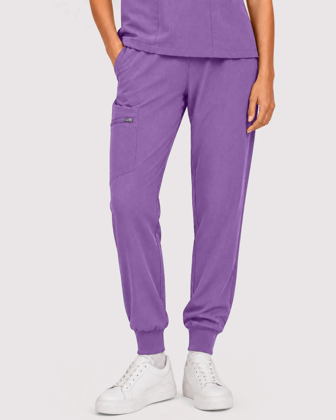 Light Purple Eipnare Women's 3-Pocket V-Neck Jogger Scrub Set - Stretch Medical Scrubs for Women