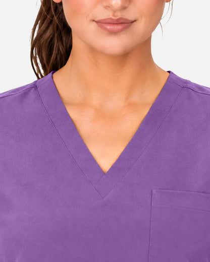Light purple Eipnare Women's 3-Pocket V-Neck Scrub Top - Stretch Medical Scrubs for Women