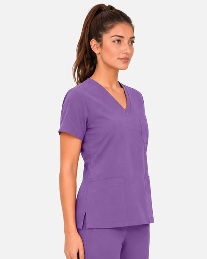 Light purple Eipnare Women's 3-Pocket V-Neck Scrub Top - Stretch Medical Scrubs for Women
