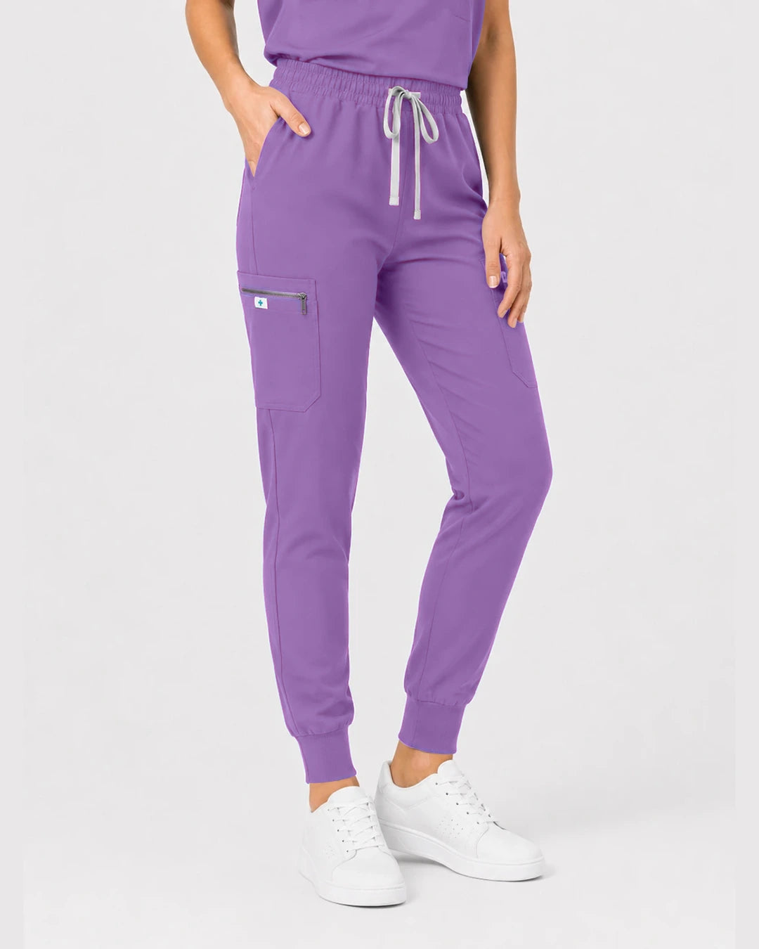 Light Purple Eipnare Women's Henley Sleeveless Jogger Scrub Set - Stretch Medical Scrubs for Women
