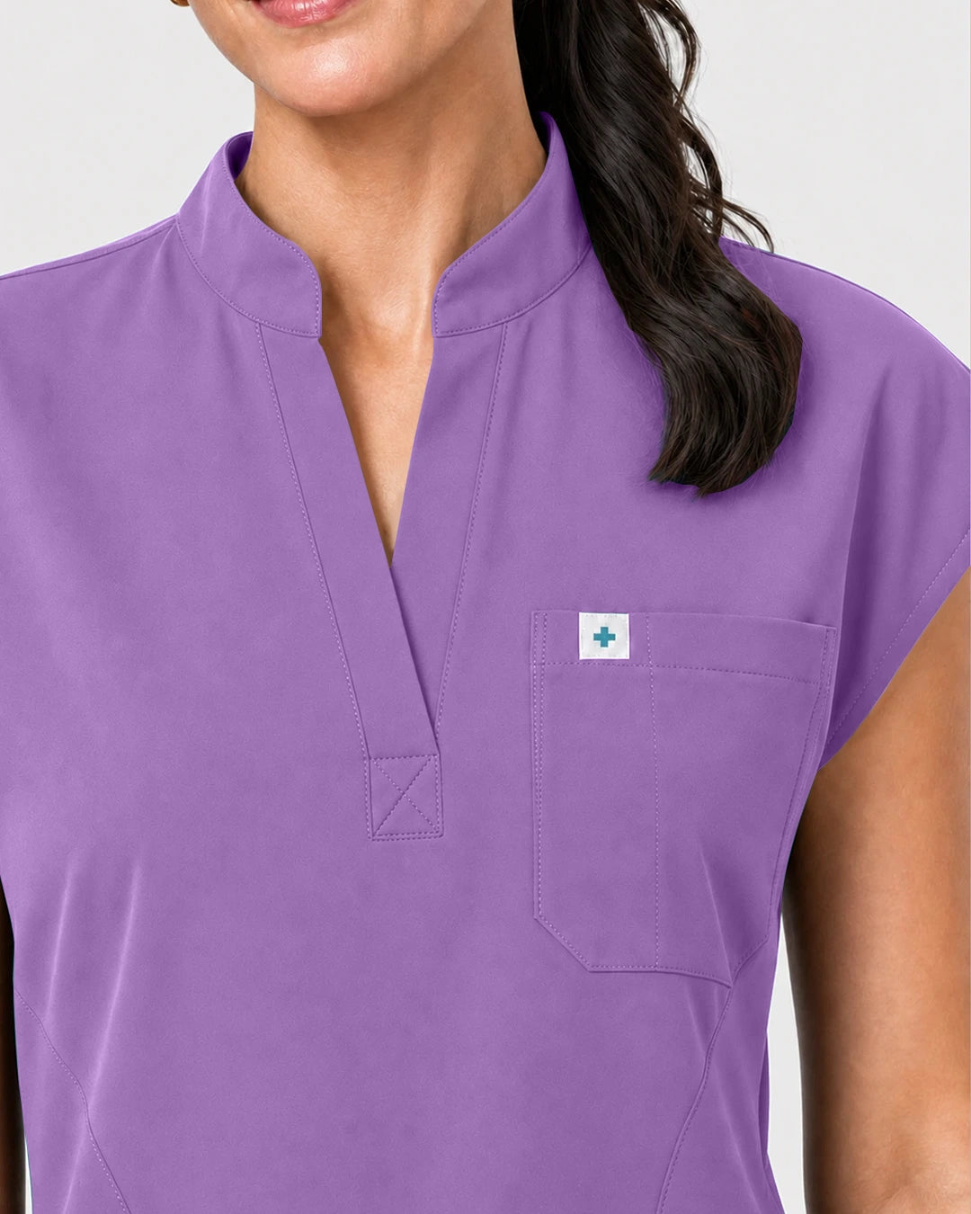 Light Purple Eipnare Women's Henley Sleeveless Jogger Scrub Set - Stretch Medical Scrubs for Women