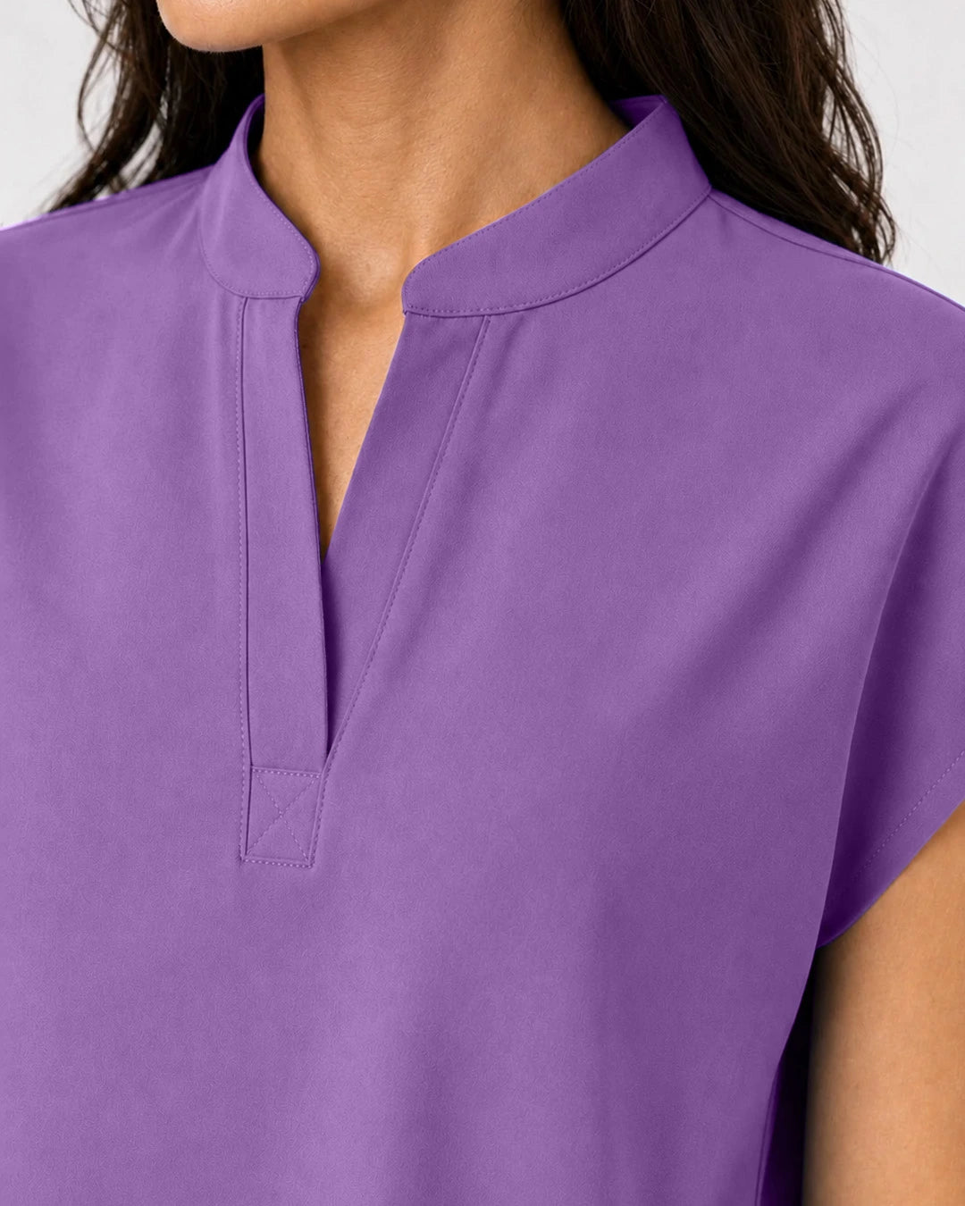 Light Purple Eipnare Women's Mandarin Sleeveless Straight-Leg Scrub Set - Stretch Medical Scrubs for Women