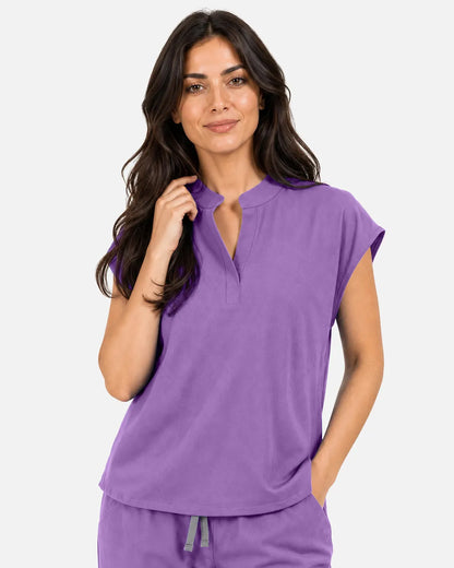 Light purple Eipnare Women's Sleeveless Mandarin Collar Scrub Top - Stretch Medical Scrubs for Women