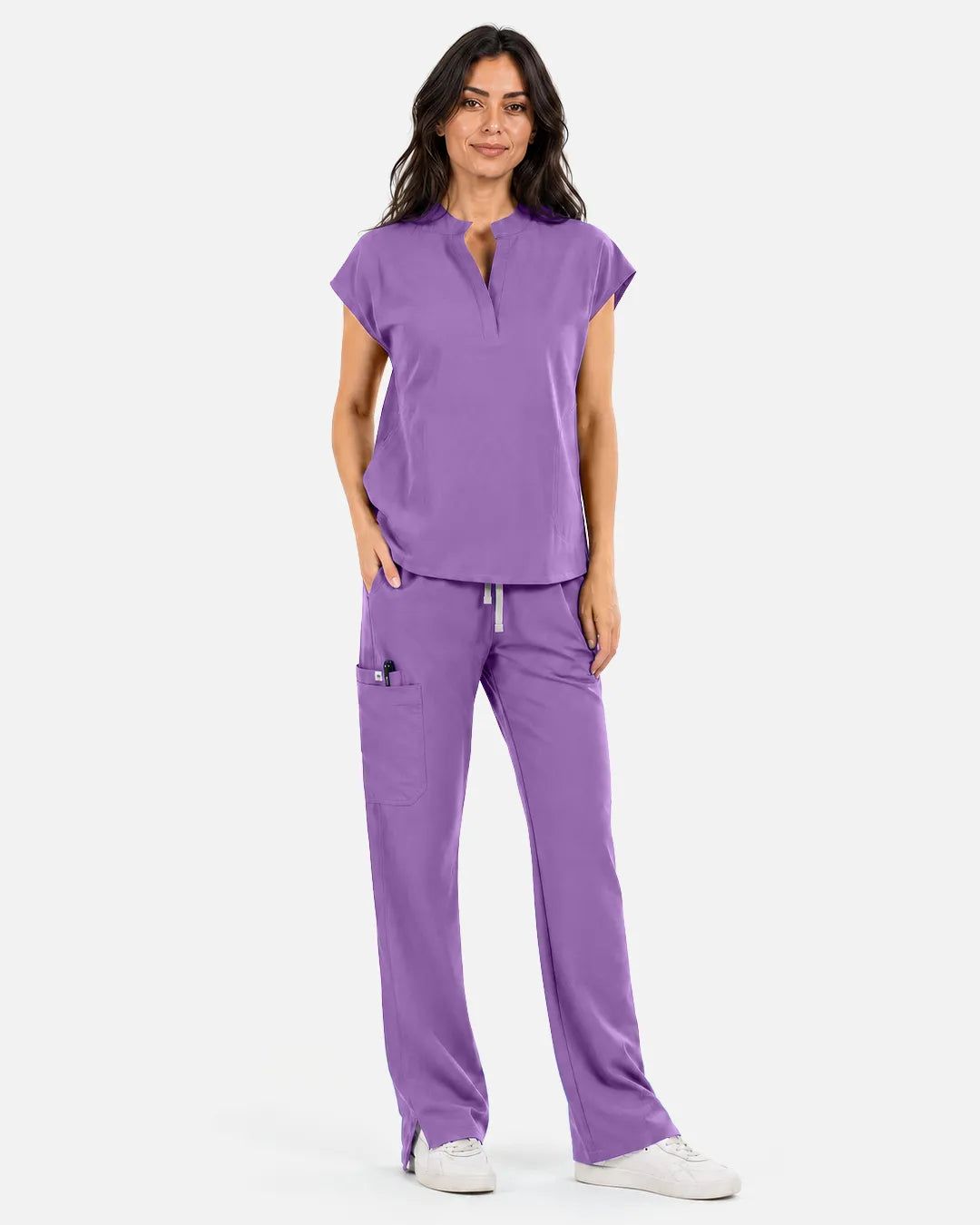 Light purple Eipnare Women's Sleeveless Mandarin Collar Scrub Top - Stretch Medical Scrubs for Women