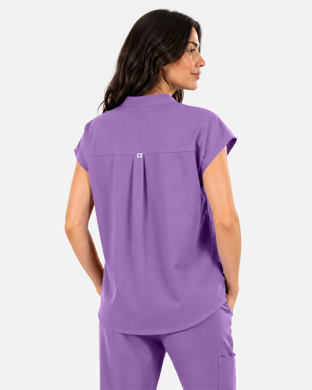 Light purple Eipnare Women's Sleeveless Mandarin Collar Scrub Top - Stretch Medical Scrubs for Women
