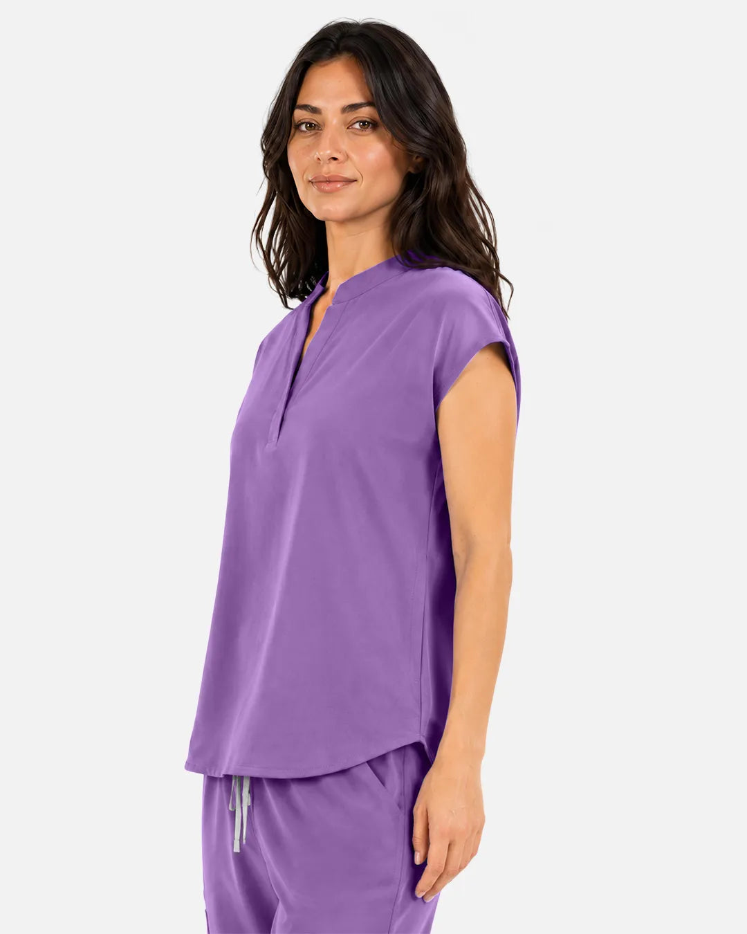 Light purple Eipnare Women's Sleeveless Mandarin Collar Scrub Top - Stretch Medical Scrubs for Women
