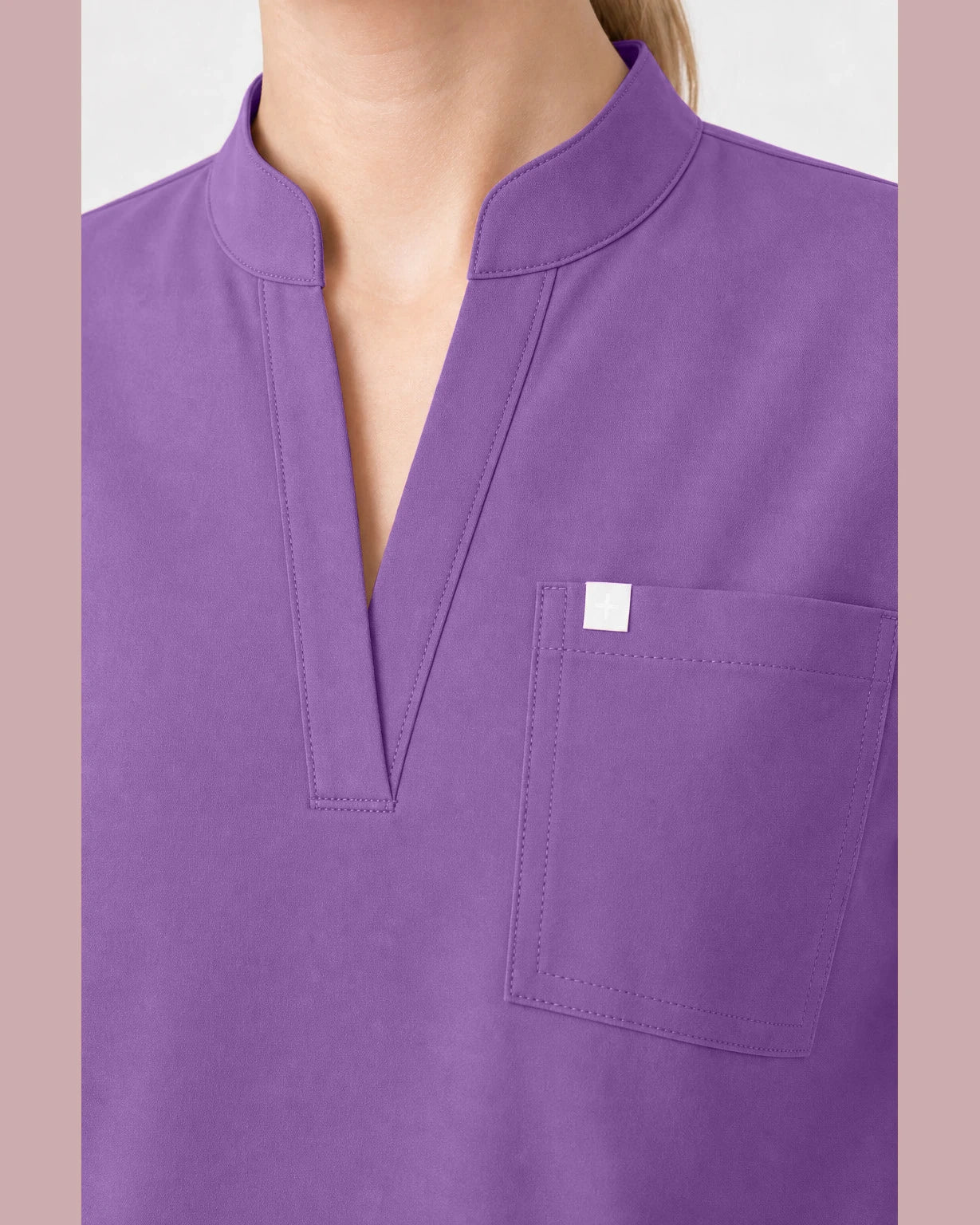 Light Purple Eipnare Women's Henley Sleeveless Straight-Leg Scrub Set - Stretch Medical Scrubs for Women