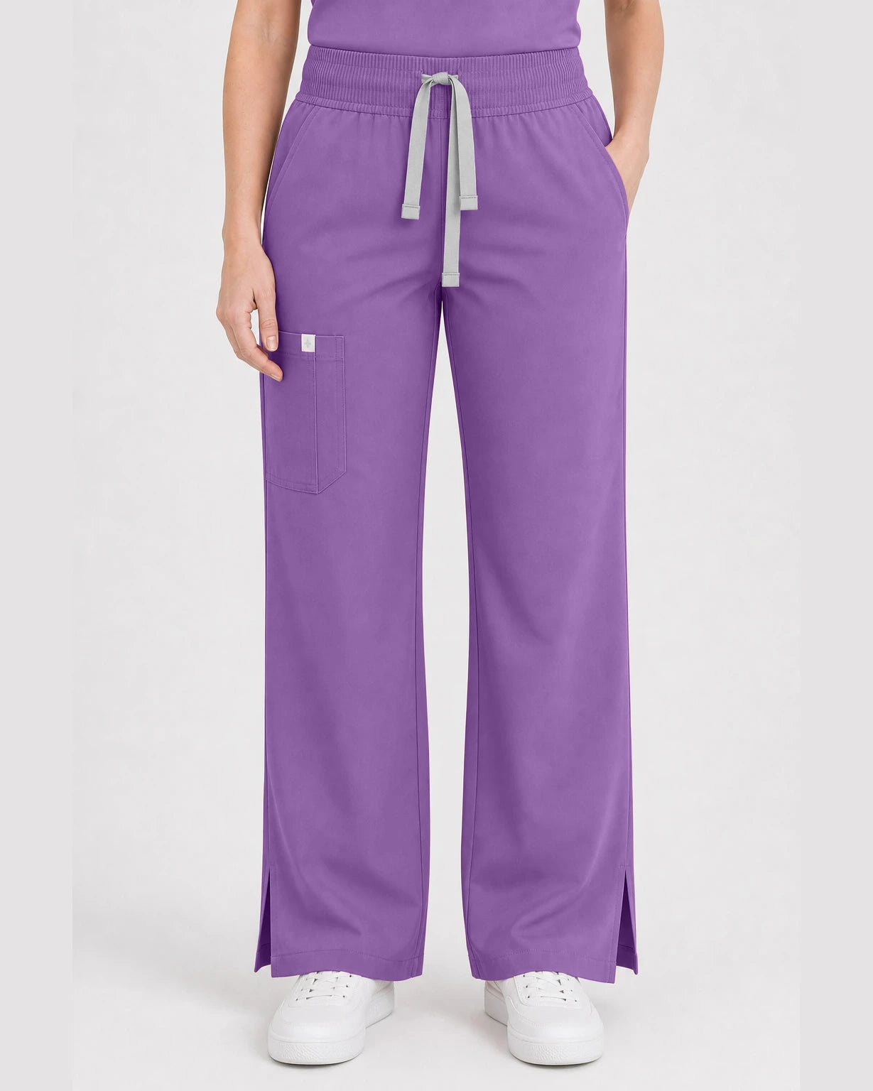 Light Purple Eipnare Women's Henley Sleeveless Straight-Leg Scrub Set - Stretch Medical Scrubs for Women