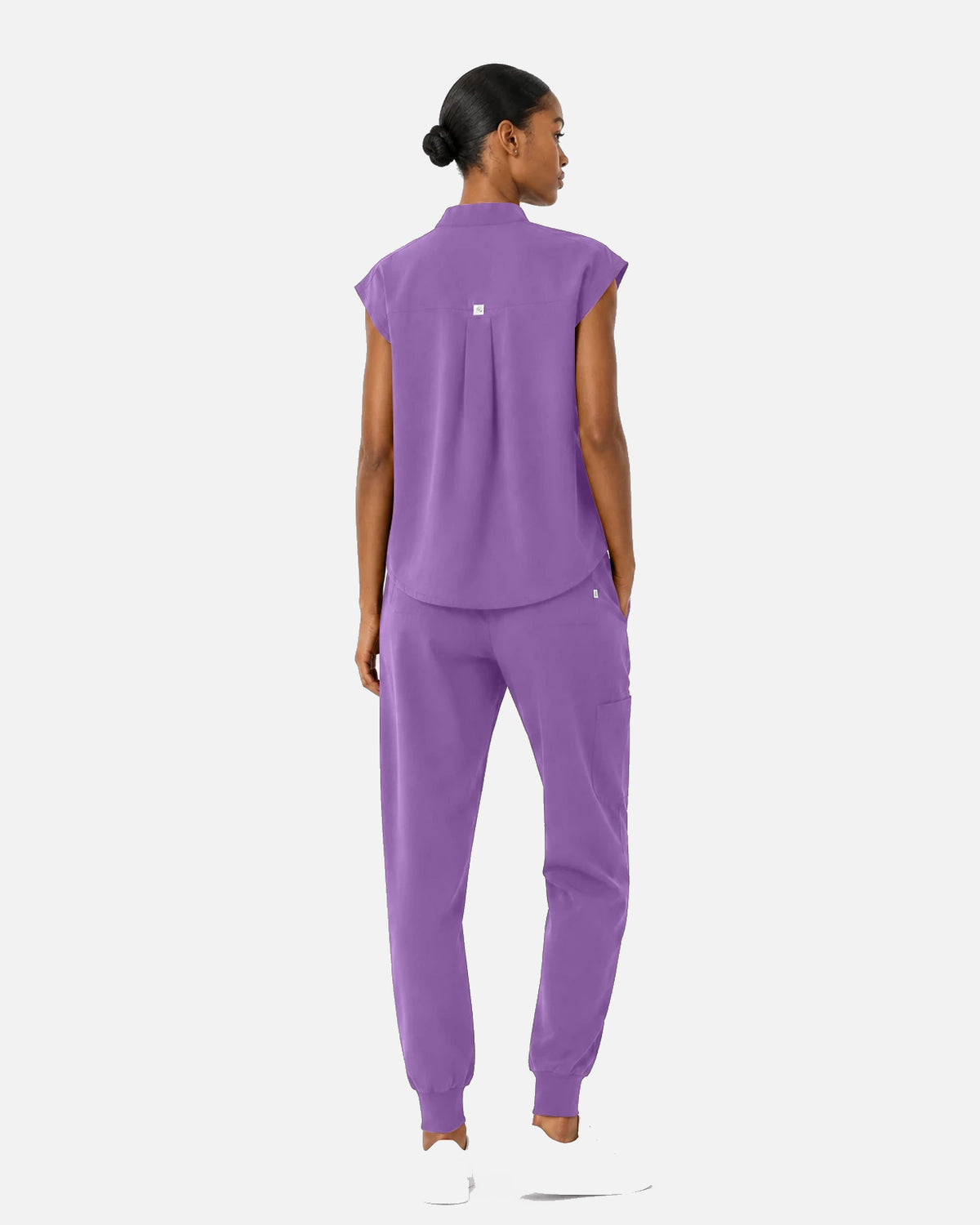 Purple – Eipnare Women's Sleeveless Mandarin Collar Jogger Uniform Set – product image 03