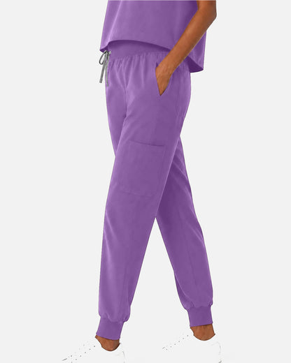 Purple – Eipnare Women's Sleeveless Mandarin Collar Jogger Uniform Set – product image 05