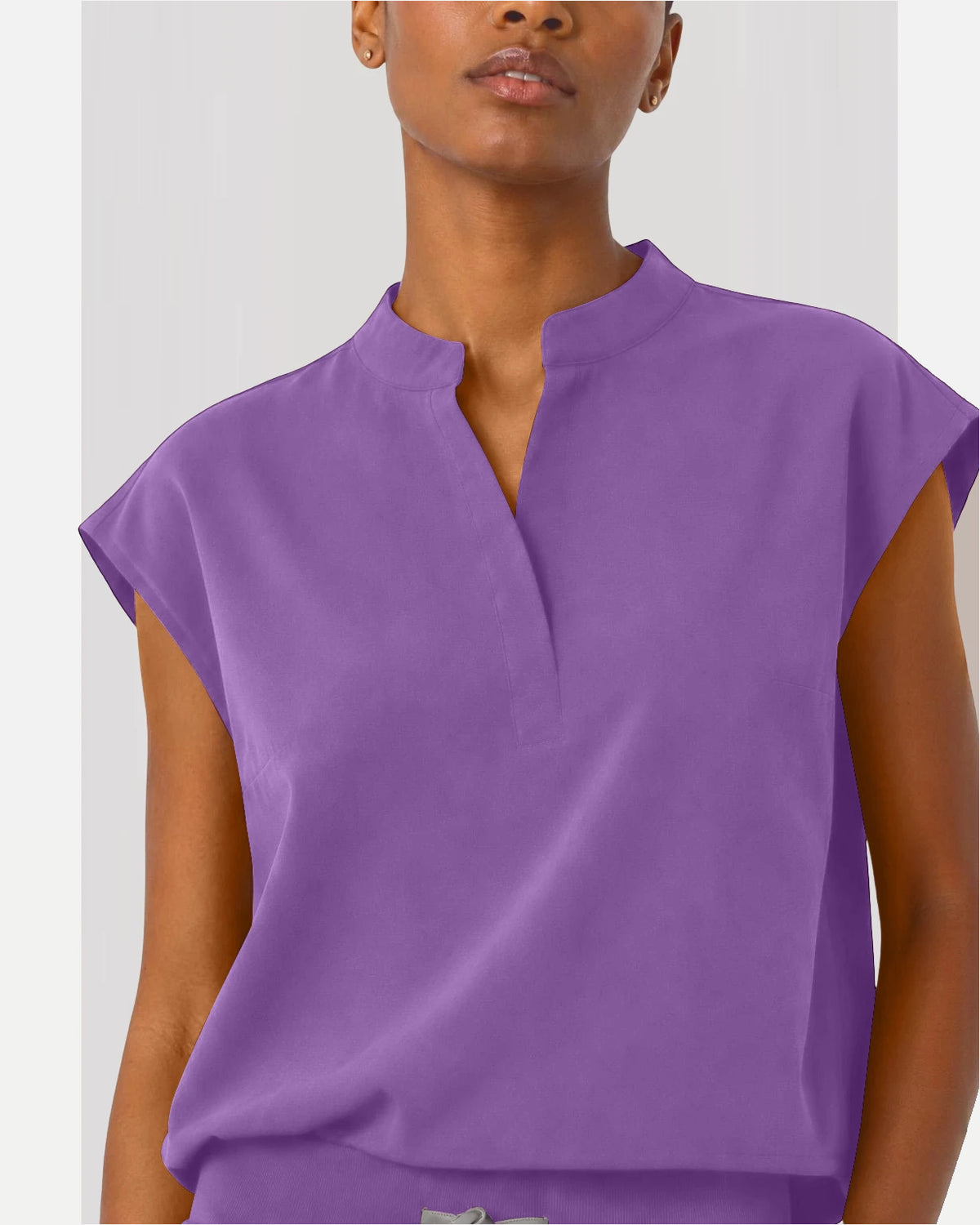 Purple – Eipnare Women's Sleeveless Mandarin Collar Jogger Uniform Set – product image 08