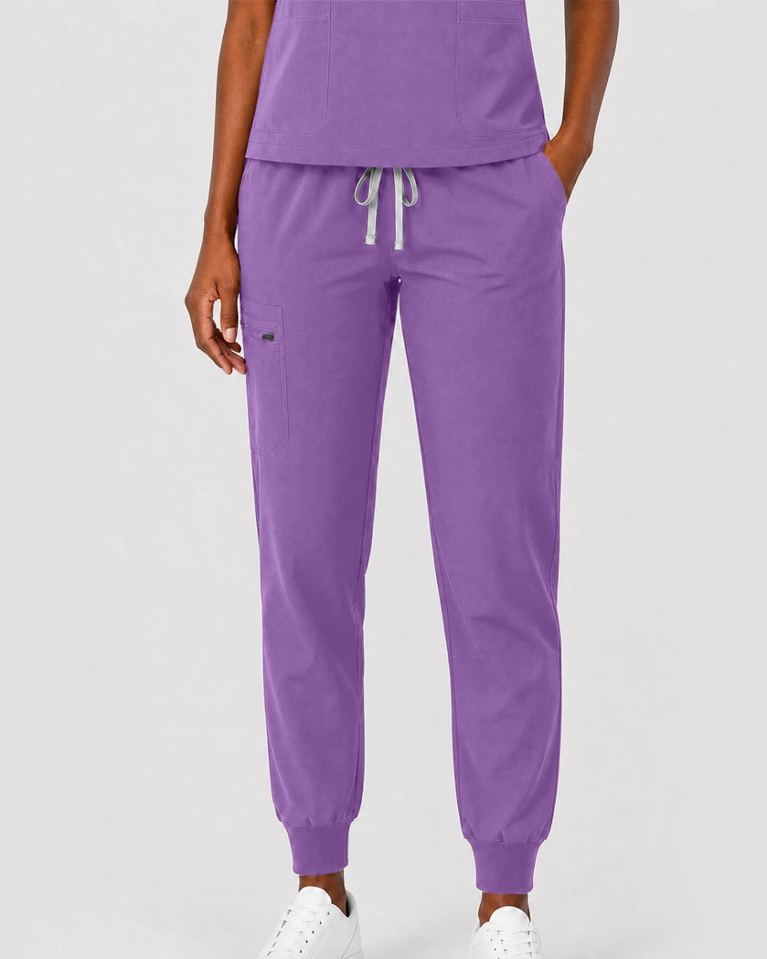 Light Purple Eipnare Women's Split V-Neck Cargo Jogger Scrub Set - Stretch Medical Scrubs for Women